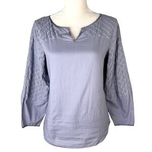 Sundance Tunic Periwinkle Blue Small Quilted LS Notched Neckline